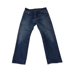 Levi Strauss 501 Button Fly Dark Wash Denim Jeans Men's W35 L28
